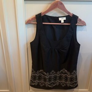 LOFT Black Sleeveless Blouse with Floral detail
